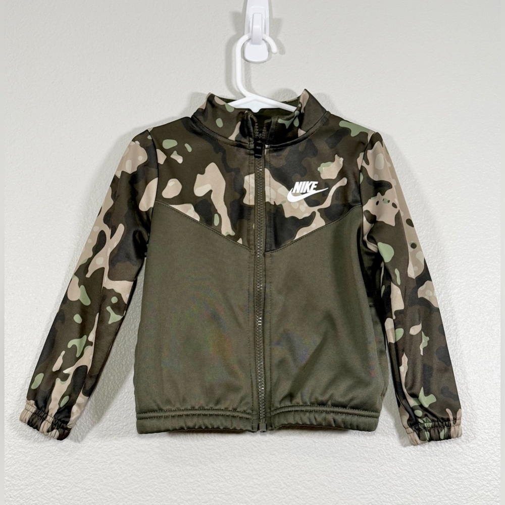 Nike Jacket Full Zip Sweatshirt Camouflage Green Tan Long Sleeve Boy Toddler 3T